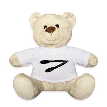 BBQ Grill Tongs Silhouette - Teddy Bear - white - Front