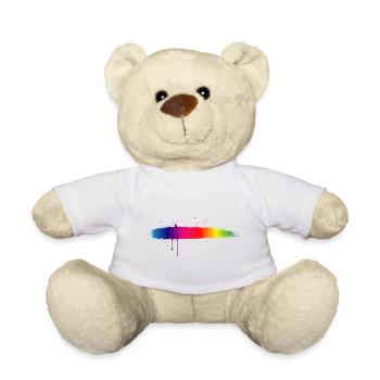 Regenbogen Pinselstrich Farbverlauf Splash - Teddy - Weiß - Vorne