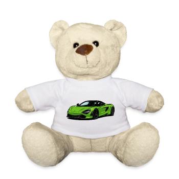 Lime Green Supercar–Illust - Teddy Bear - white - Front