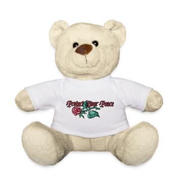 Protect Your Peace: Rose Floral - Teddy Bear - white - Front