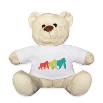 Three Monkeys Silhouettes Retro - Teddy Bear - white - Front
