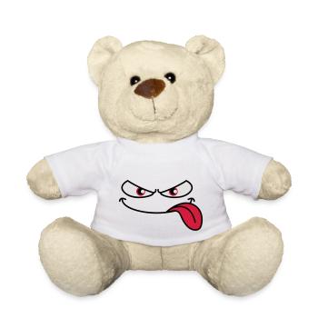 Langue de visage de dessin animé maléfique qui dépasse - Nounours - blanc - Devant