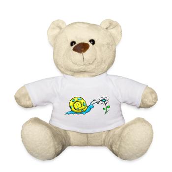 Snail with flower - Teddy Bear - white - Front