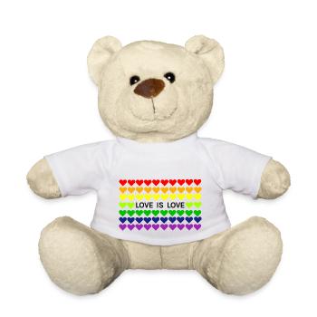L'amour est l'amour arc-en-ciel coeur bannière - Nounours - blanc - Devant