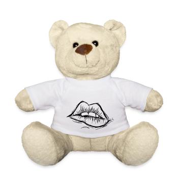 Sexy Lippen, zum verlieben, Geschenkidee - Teddy - Weiß - Vorne