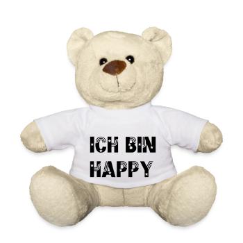 I AM HAPPY - Teddy Bear - white - Front