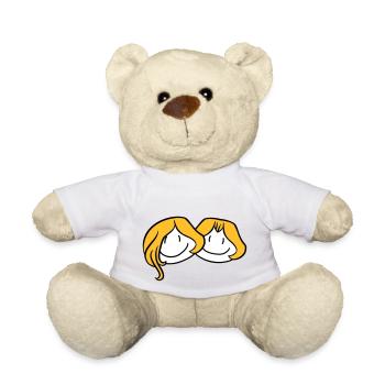 sisters head face girlfriend 2 friends team ge - Teddy Bear - white - Front