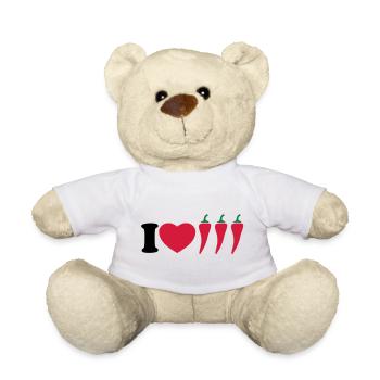 I love chilli - Ich liebe Chili - Teddy - Weiß - Vorne