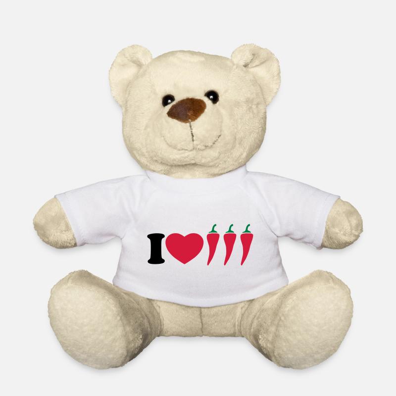 I love chilli - Ich liebe Chili - Teddy - Weiß