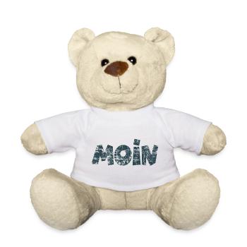 Moin (Vintage Dunkelblau) Guten Morgen Gruß - Teddy - Weiß - Vorne