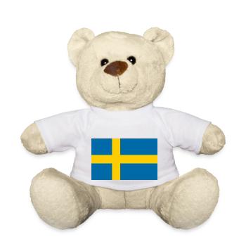 Drapeau de la Suède 🇸🇪 - Nounours - blanc - Devant