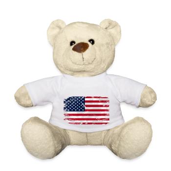 USA Flag - Vintage Look - Teddy - Weiß - Vorne