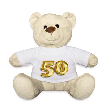 50 anniversaire de l’écriture de ballon-diapositives - Nounours - blanc - Devant