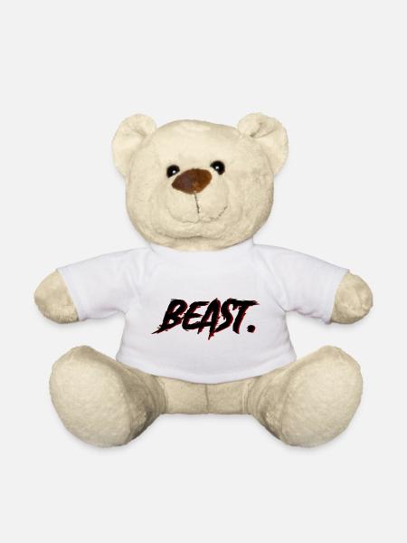Beast Brushstroke Rot auf Schwarz - Teddy - Weiß