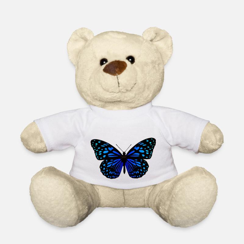 Schmetterling blau / butterfly blue - Teddy - Weiß
