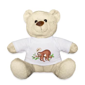 paresseux fatigue dessin animal zzz bulle branche - Nounours - blanc - Devant