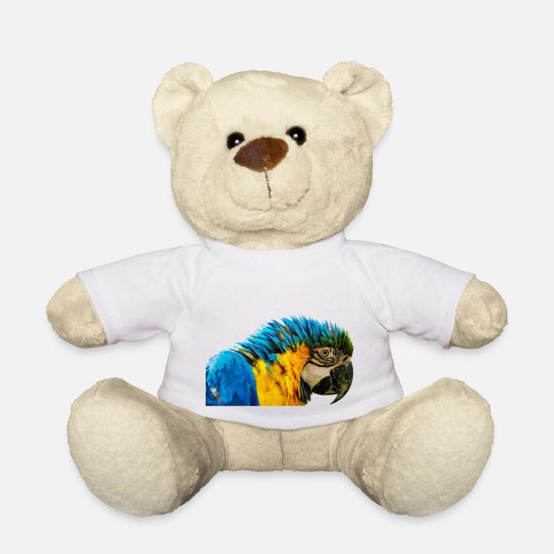 Blue Macaw beautiful eye - Teddy Bear - white