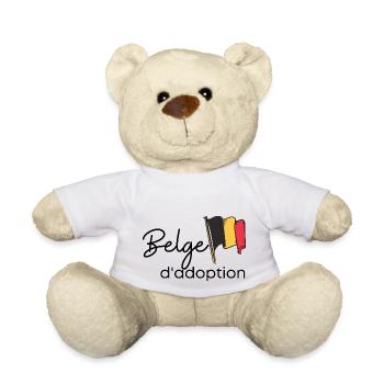 Belge d'adoption -adopte un belge - Nounours - blanc - Devant