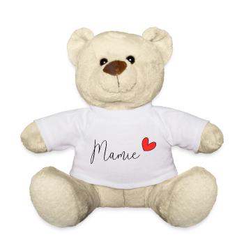 MAMIE. FÊTE DES MÈRES. BONNE FÊTE MAMIE. JE T'AIME - Nounours - blanc - Devant