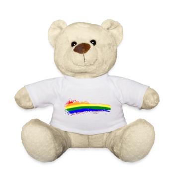 Farbstrich Bunt Regenbogen LGBTQ Zensur Symbol - Teddy - Weiß - Vorne