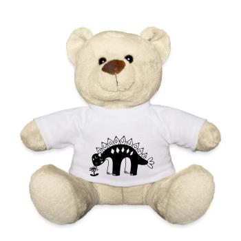 Cute little flower smelling dinosaur - Teddy Bear - white - Front