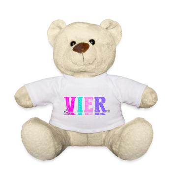 Mädchen 4. Jahre, Vier, Geburtstag Einhorn Design - Teddy - Weiß - Vorne