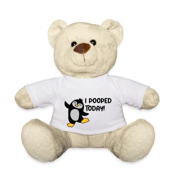 I pooped today Penguin - Teddy Bear - white - Front