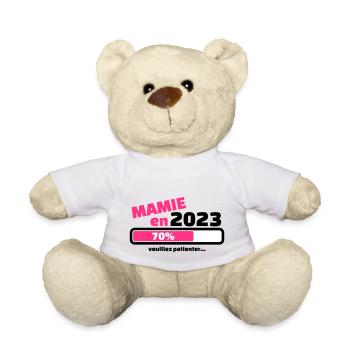 annonce grossesse mamie en 2023 veuillez patienter - Nounours - blanc - Devant