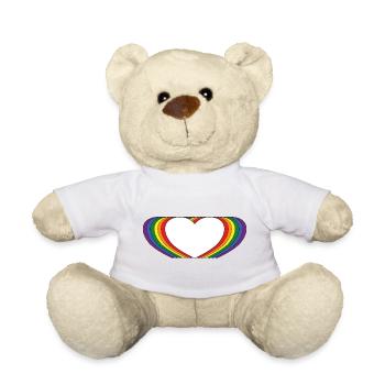 LGBTQ Regenbogen Herz - Teddy - Weiß - Vorne
