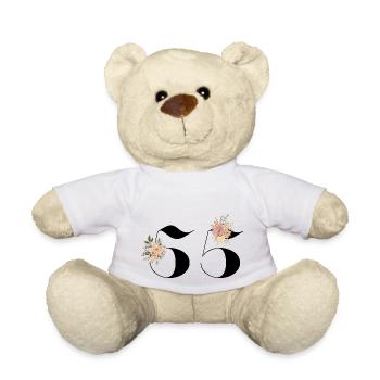 55th Anniversary Flowers (Gift of 55 years) - Teddy Bear - white - Front