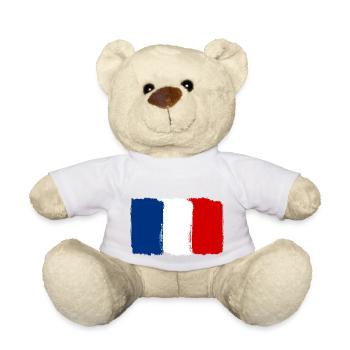 Drapeau de la France utilisé look - Nounours - blanc - Devant