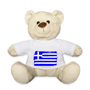 Griechenland Flagge used look - Teddy - Weiß - Vorne