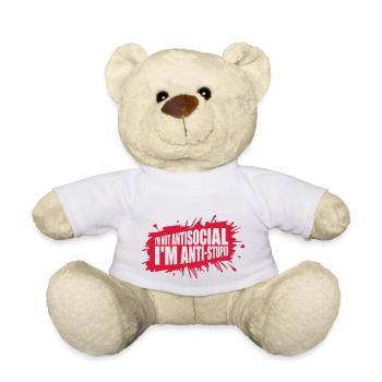 not antisocial anti stupid - Teddy - Weiß - Vorne