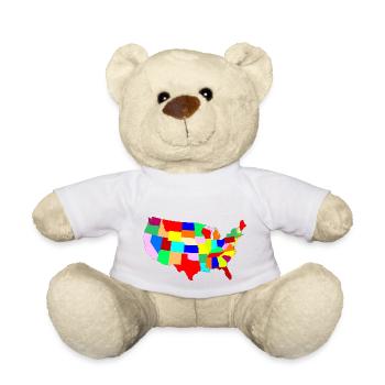 USA Patchwork Karte - Teddy - Weiß - Vorne