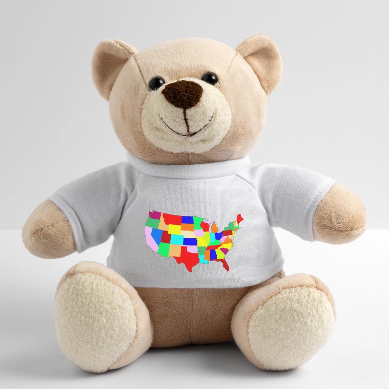 USA Patchwork Map Teddy Bear
