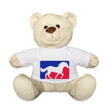 Horse Red Blue Sport - Teddy Bear - white - Front