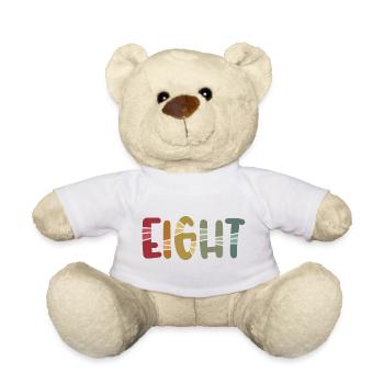 Huit - 8 ans anniversaire, 8 ans anniversaire - Nounours - blanc - Devant