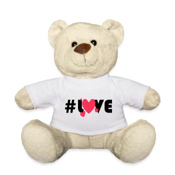 Rote Herzen auf schwarzem Hintergrund - Teddy - Weiß - Vorne