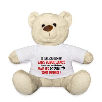 je suis actuellement sans surveillance - Nounours - blanc - Devant