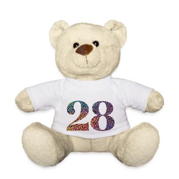 28th Birthday Leopard - Teddy Bear - white - Front