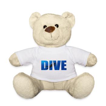 Dive Text with Diver in the Ocean - Teddy Bear - white - Front