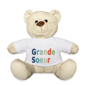naissance, grande soeur, grande fille - Nounours - blanc - Devant