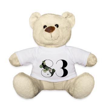 Numéro 83 floral vert - 83e anniversaire floral - Nounours - blanc - Devant