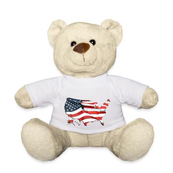 États-Unis | Drapeau réel | Carte des drapeaux - Nounours - blanc - Devant