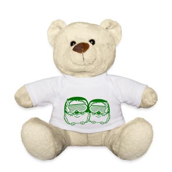 2 Süße DJ Igel Sonnenbrille Team Crew Party Musik - Teddy - Weiß - Vorne