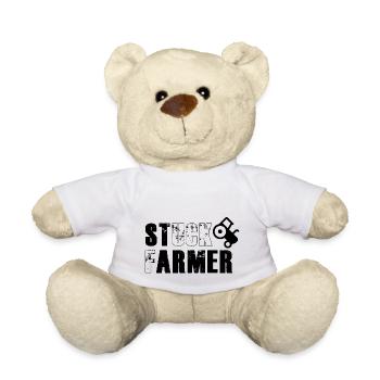STUCK FARMER BLACK OUTLINE - Teddy Bear - white - Front