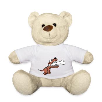 Chien Avide Affamé Gros Os Avalé - Nounours - blanc - Devant