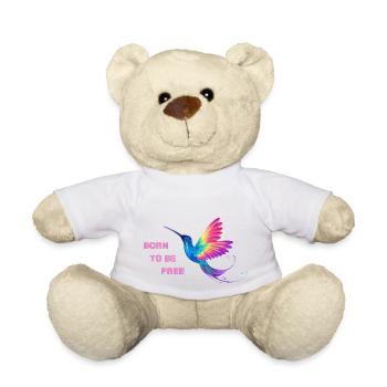 Né pour être libre, LGBTQ+, Arc-en-ciel, Liberté - Nounours - blanc - Devant