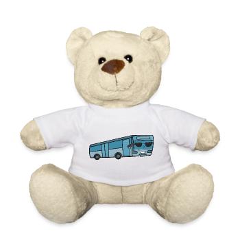 Bus with sunglasses - Teddy Bear - white - Front