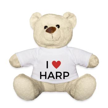 Ich liebe Harfe - I love Harp - Teddy Bear - white - Front